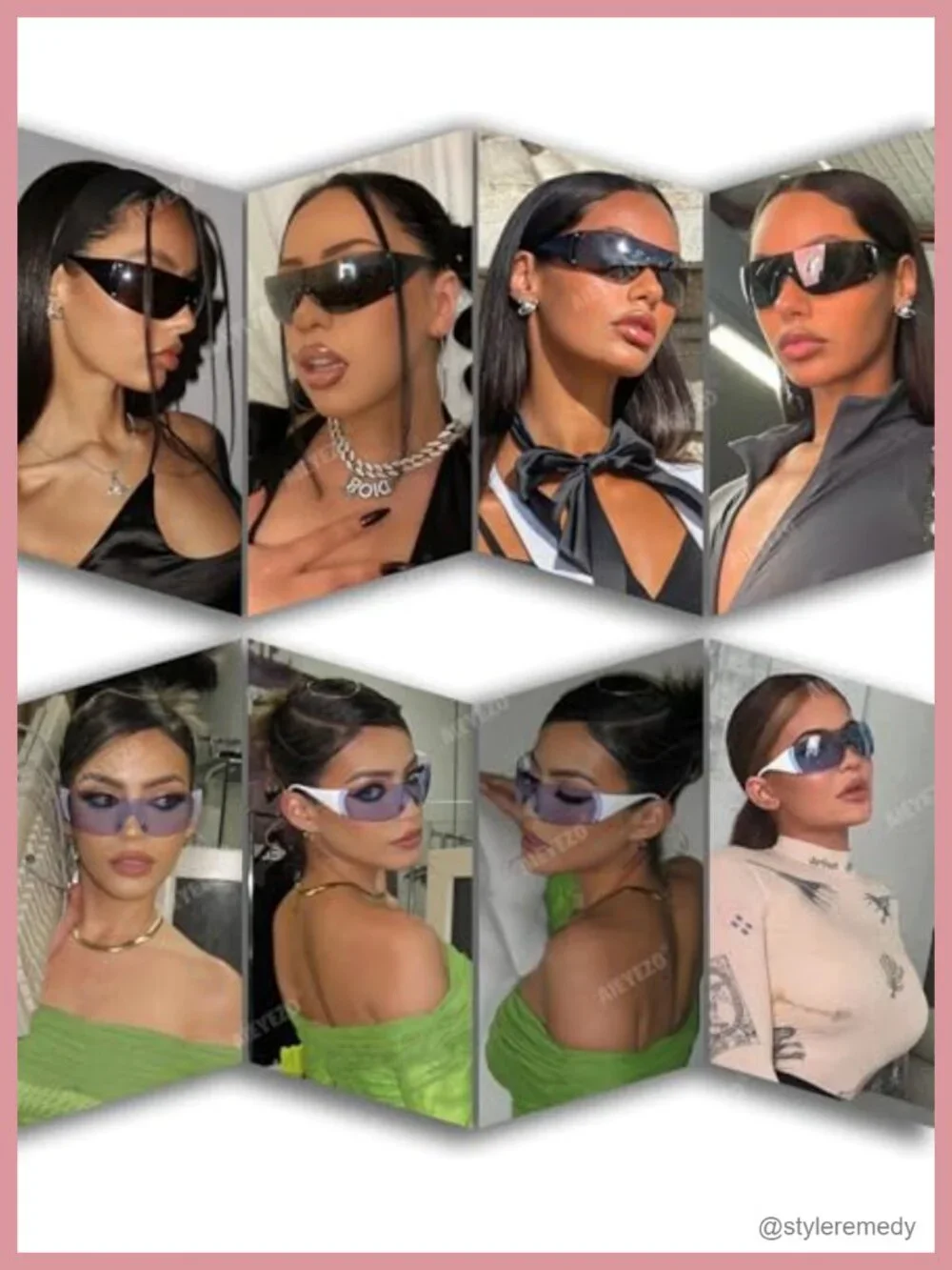 Oversized Y2K Rimless Wrap Around Sunglasses UV400 Protection